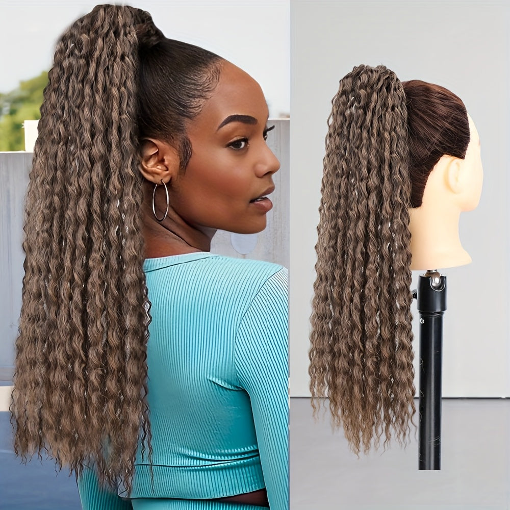 50.8cm Long Kinky Curly Ponytail Extension with Elastic Rubber Band - 12 Strands Synthetic Hairpiece for Women, Soft & Stylish Afro Curly Hair, Easy to Style, Natural Look, Hair Stylist Gifts, Natural Look Hairpiece, Secure Fit Hairband