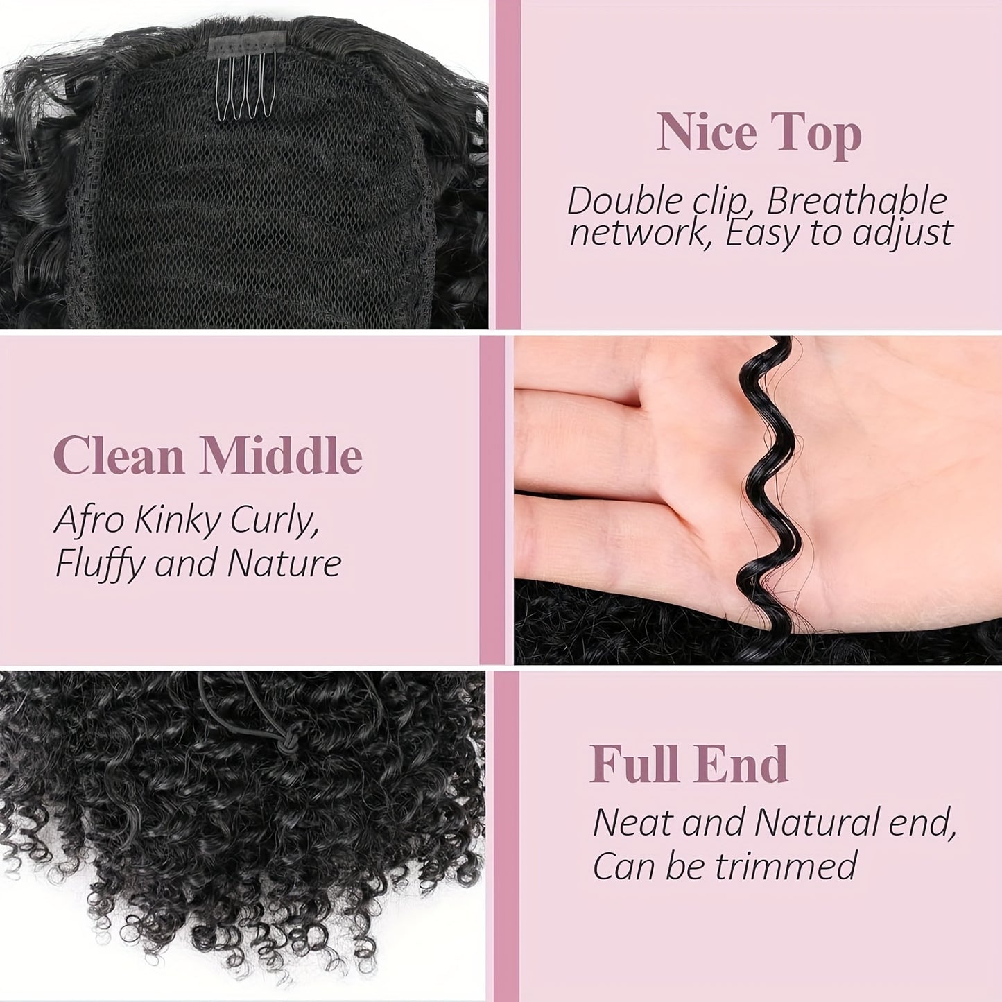 Afro Kinky Curly Ponytail 10inch Short Ponytail Extension (1B+TGREY) 2pcs Drawstring Ponytail for Women Synthetic Hairpieces Jerry Curls Afro Puff Ponytail Extensions