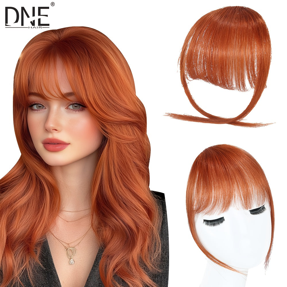 DNE HAIR Clip-In Bangs - Real Human Hair, Natural-Looking Wispy Bangs in Orange, Brown, Blonde & Black, Easy to Style for Daily Wear, Women'S Hair Accessories, Hair Accessories, Daily Wear Hairpiece, Elegant Hairpiece, Secure Clip Hairpiece