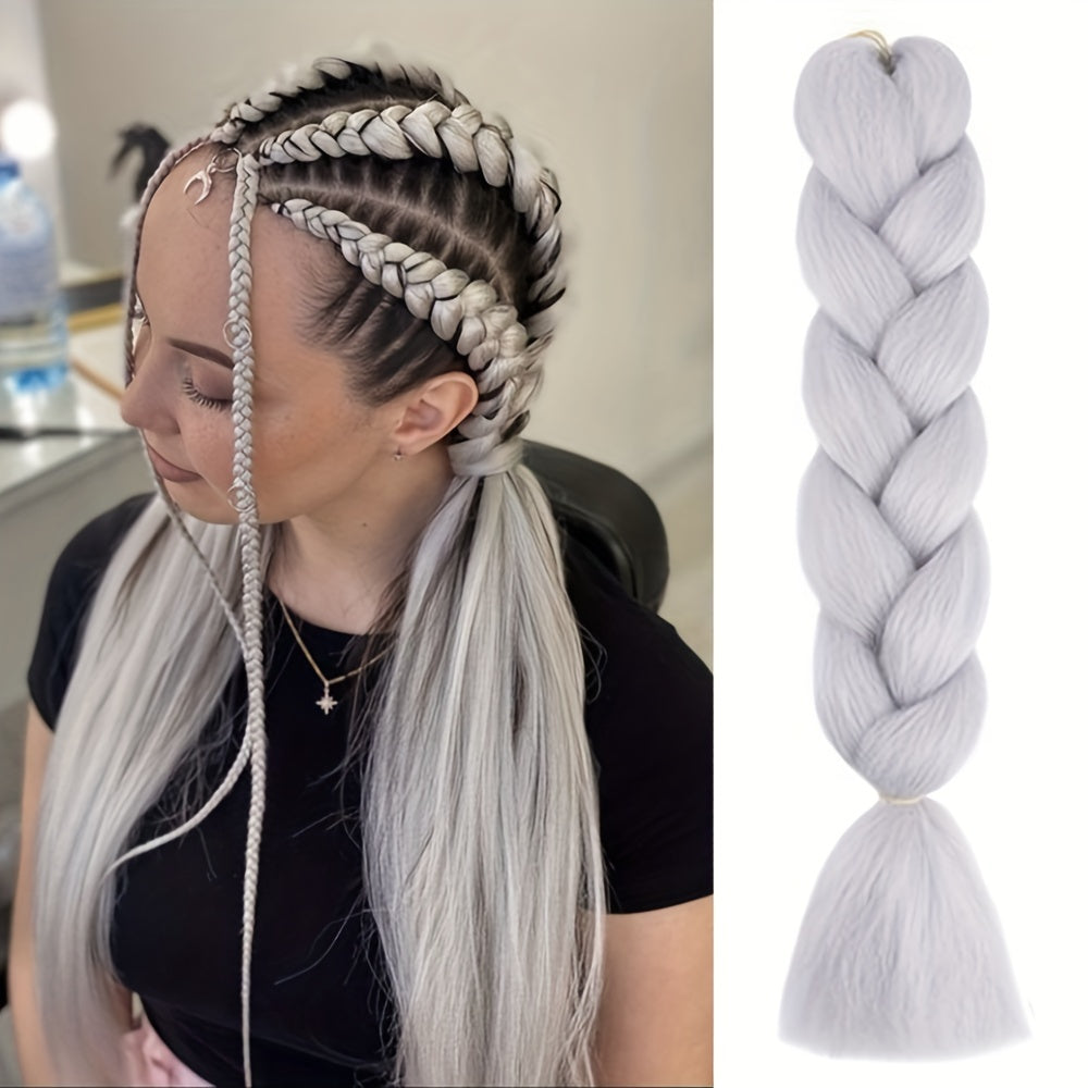 Women'S Jumbo Crochet Hair Extensions - 60.96 cm Colorful Synthetic Braids, High Temperature Fiber, Ideal for Cosplay, Parties, and Halloween