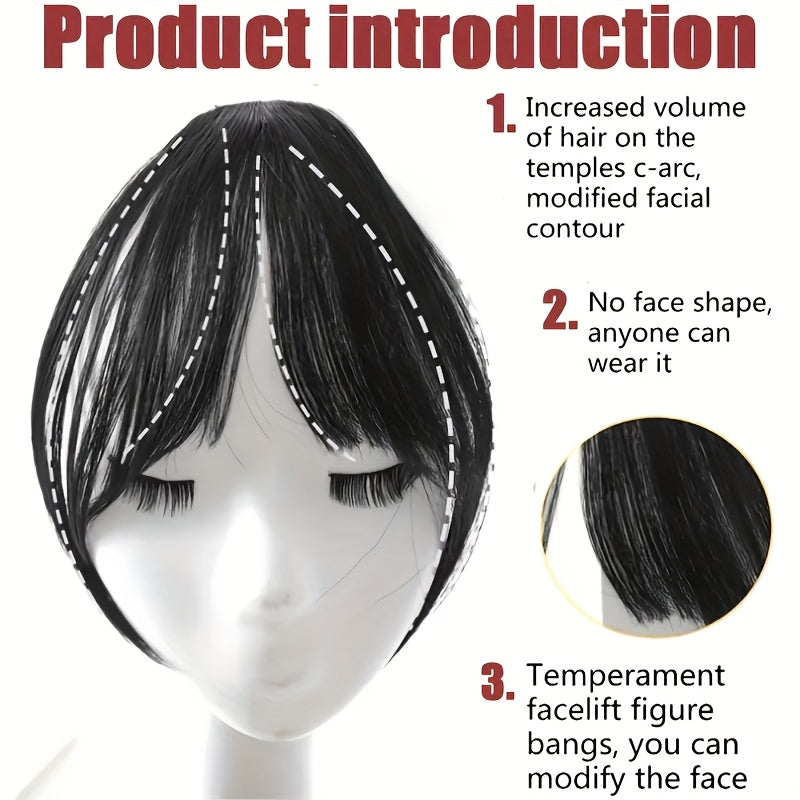 Women'S High Temperature Fiber Synthetic Straight Hair Wig with Fluffy Side Bangs, Basics Style, with Hair Flipper Bangs for Daily and Party Wear