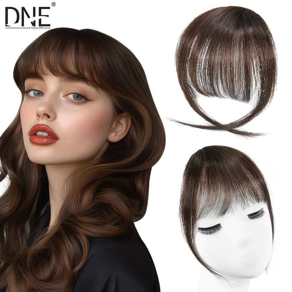 DNE HAIR Clip-In Bangs - Real Human Hair, Natural-Looking Wispy Bangs in Orange, Brown, Blonde & Black, Easy to Style for Daily Wear, Women'S Hair Accessories, Hair Accessories, Daily Wear Hairpiece, Elegant Hairpiece, Secure Clip Hairpiece