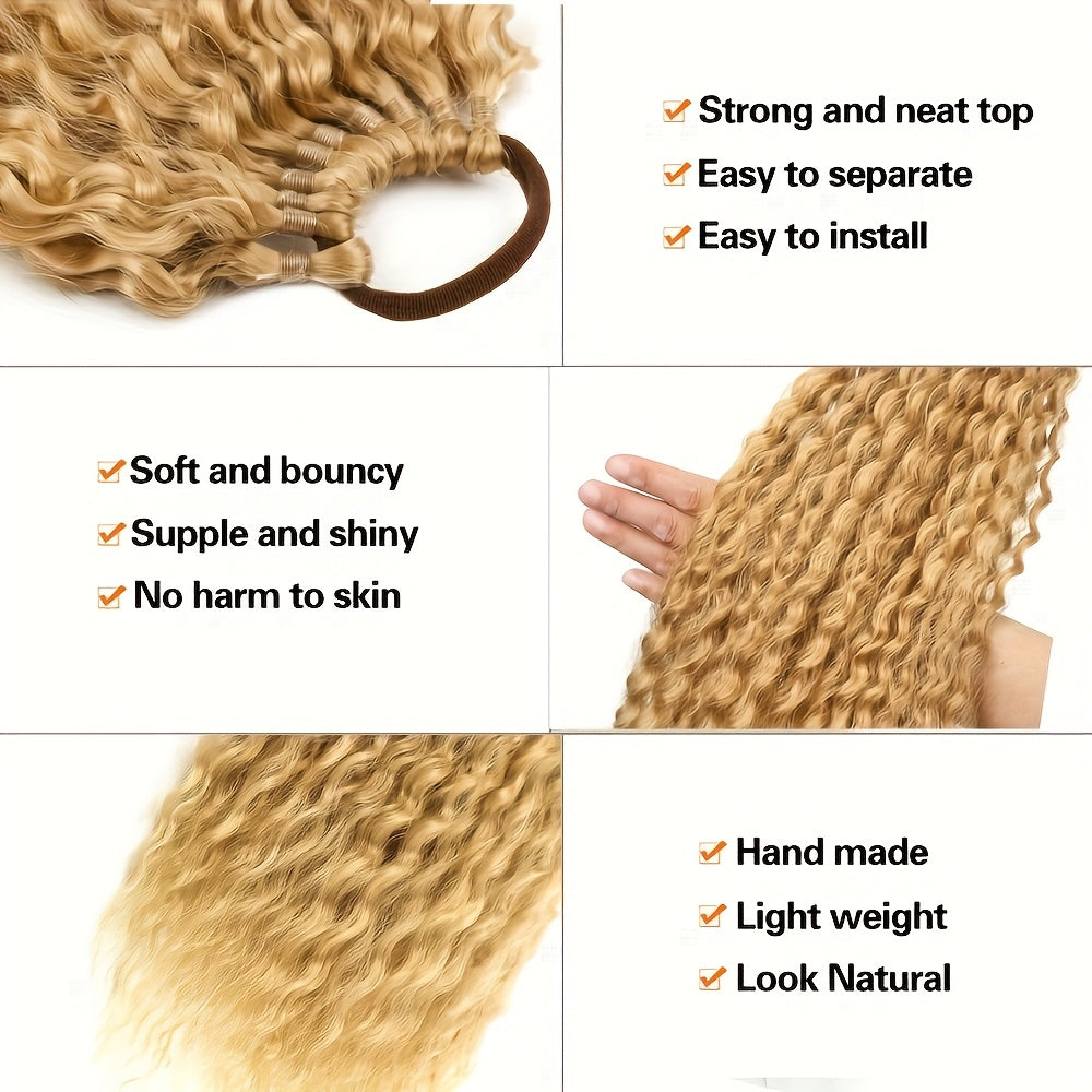 50.8cm Long Kinky Curly Ponytail Extension with Elastic Rubber Band - 12 Strands Synthetic Hairpiece for Women, Soft & Stylish Afro Curly Hair, Easy to Style, Natural Look, Hair Stylist Gifts, Natural Look Hairpiece, Secure Fit Hairband