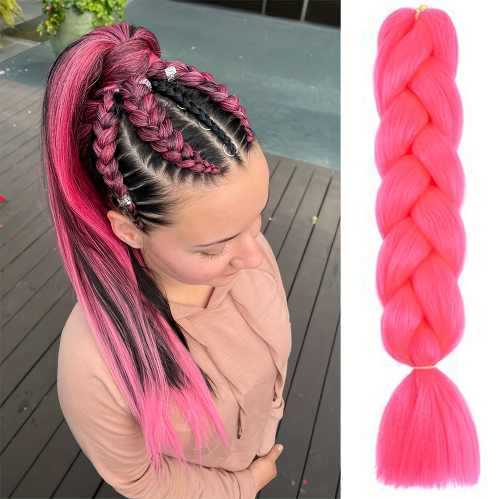 Women'S Jumbo Crochet Hair Extensions - 60.96 cm Colorful Synthetic Braids, High Temperature Fiber, Ideal for Cosplay, Parties, and Halloween