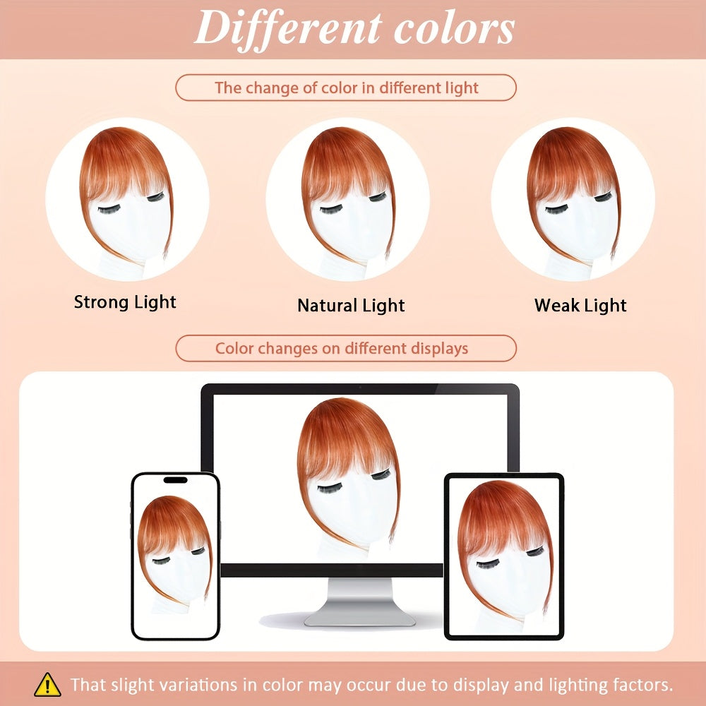 DNE HAIR Clip-In Bangs - Real Human Hair, Natural-Looking Wispy Bangs in Orange, Brown, Blonde & Black, Easy to Style for Daily Wear, Women'S Hair Accessories, Hair Accessories, Daily Wear Hairpiece, Elegant Hairpiece, Secure Clip Hairpiece