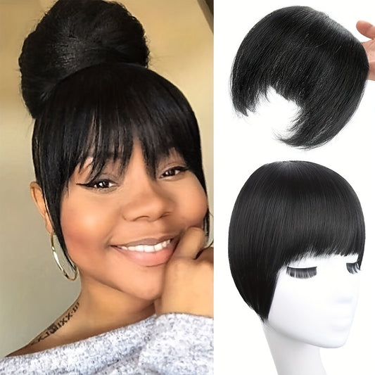 1pc Glamour Lady Elegant clip-on Fringe wig Yaki Straight synthetic fiber, heat resistant, lightweight 25g, 20.32 cm, natural look, with sideburns, suitable for all ethnic groups, Thanksgiving gift, perfect for gifting