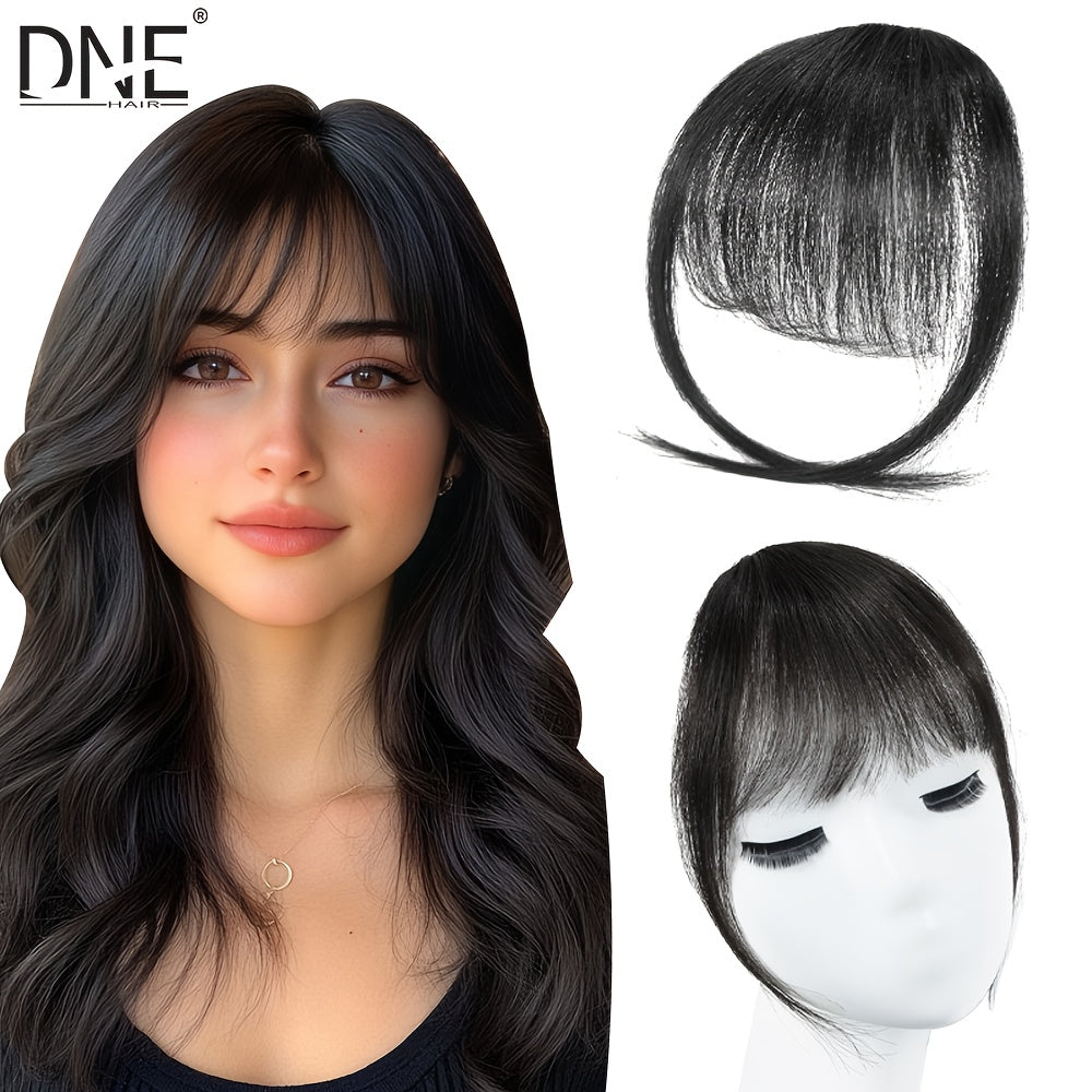 DNE HAIR Clip-In Bangs - Real Human Hair, Natural-Looking Wispy Bangs in Orange, Brown, Blonde & Black, Easy to Style for Daily Wear, Women'S Hair Accessories, Hair Accessories, Daily Wear Hairpiece, Elegant Hairpiece, Secure Clip Hairpiece