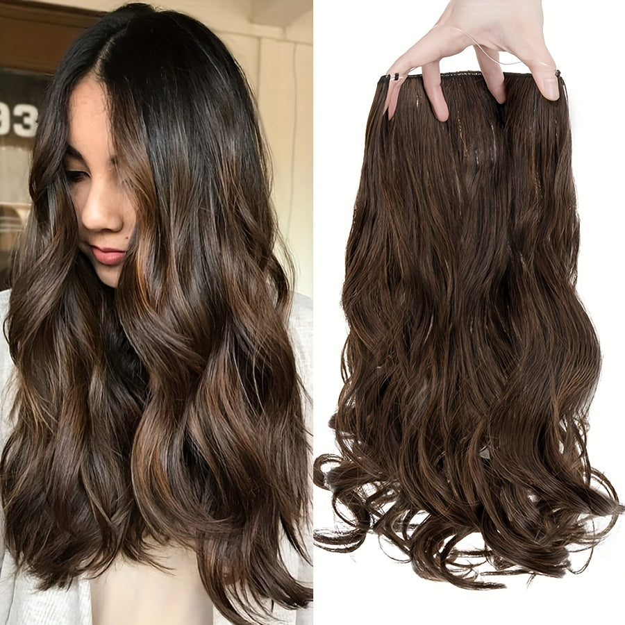 20inch/50cm Wire In Hair Extensions Long Wavy Synthetic Hairpiece Heat Resistant Add Volume Curly Hairpieces Highlight Mix Color Black Bleach Blonde Brown For Women Daily Party Festival Gift