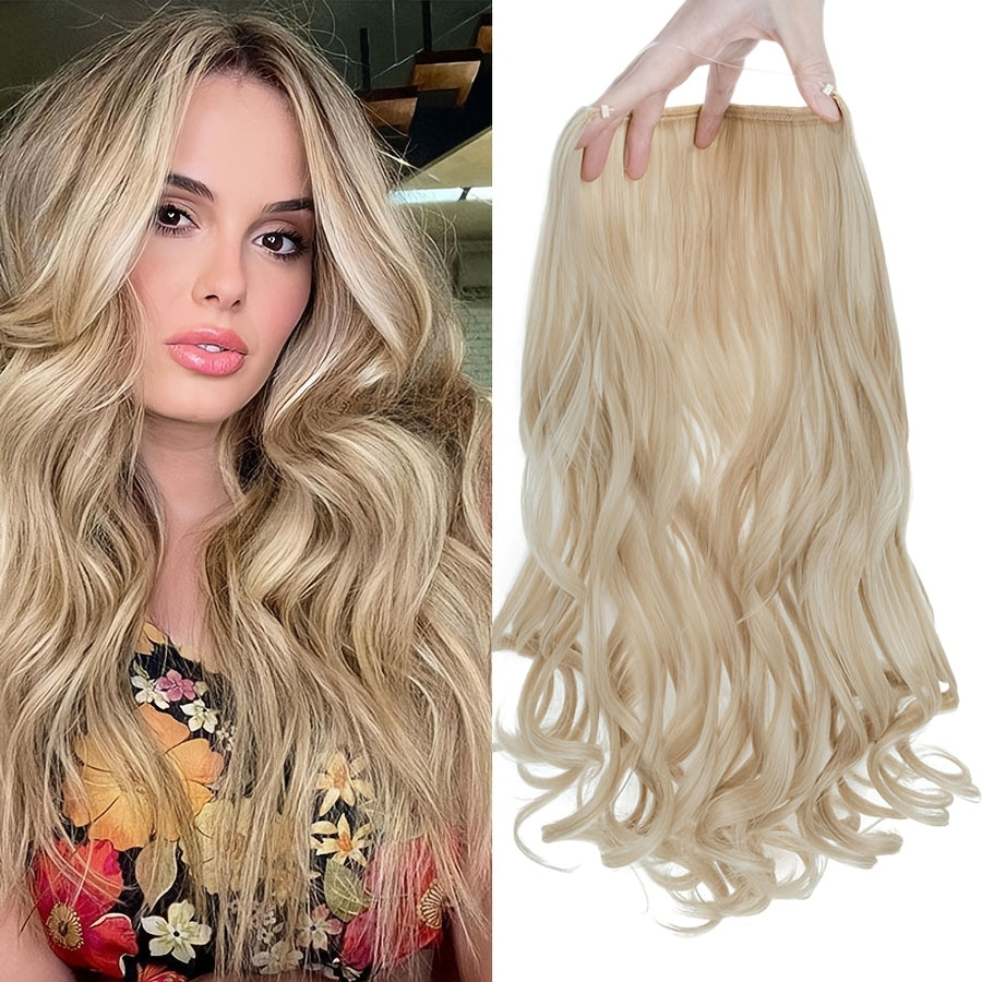 20inch/50cm Wire In Hair Extensions Long Wavy Synthetic Hairpiece Heat Resistant Add Volume Curly Hairpieces Highlight Mix Color Black Bleach Blonde Brown For Women Daily Party Festival Gift