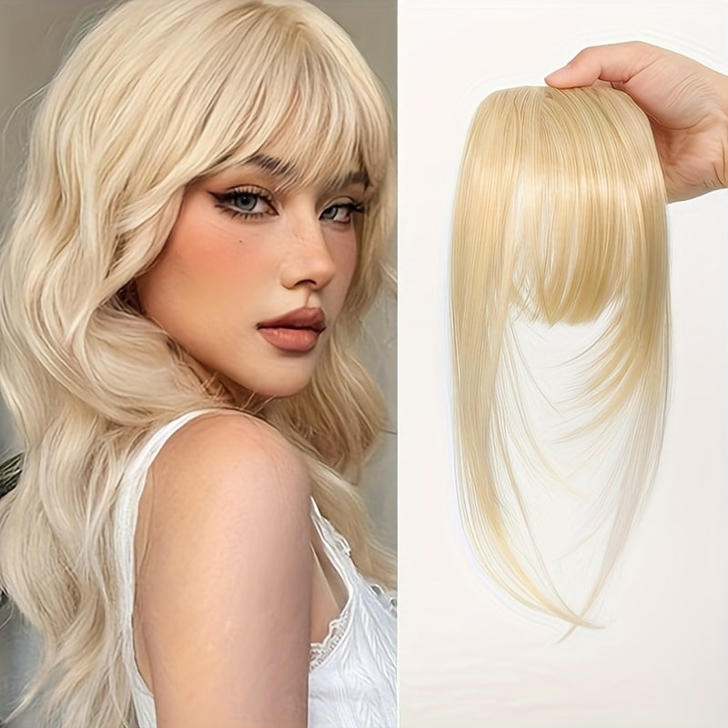 Women's Elegant Straight Synthetic Hair Extensions with Layered Bangs & Side-Swept Bangs - Natural-Looking Hairpiece for Versatile Styling, Fit for All Ethnicities, Hair Stylist Gifts, Stylish Hairpiece, Secure Clip Attachment