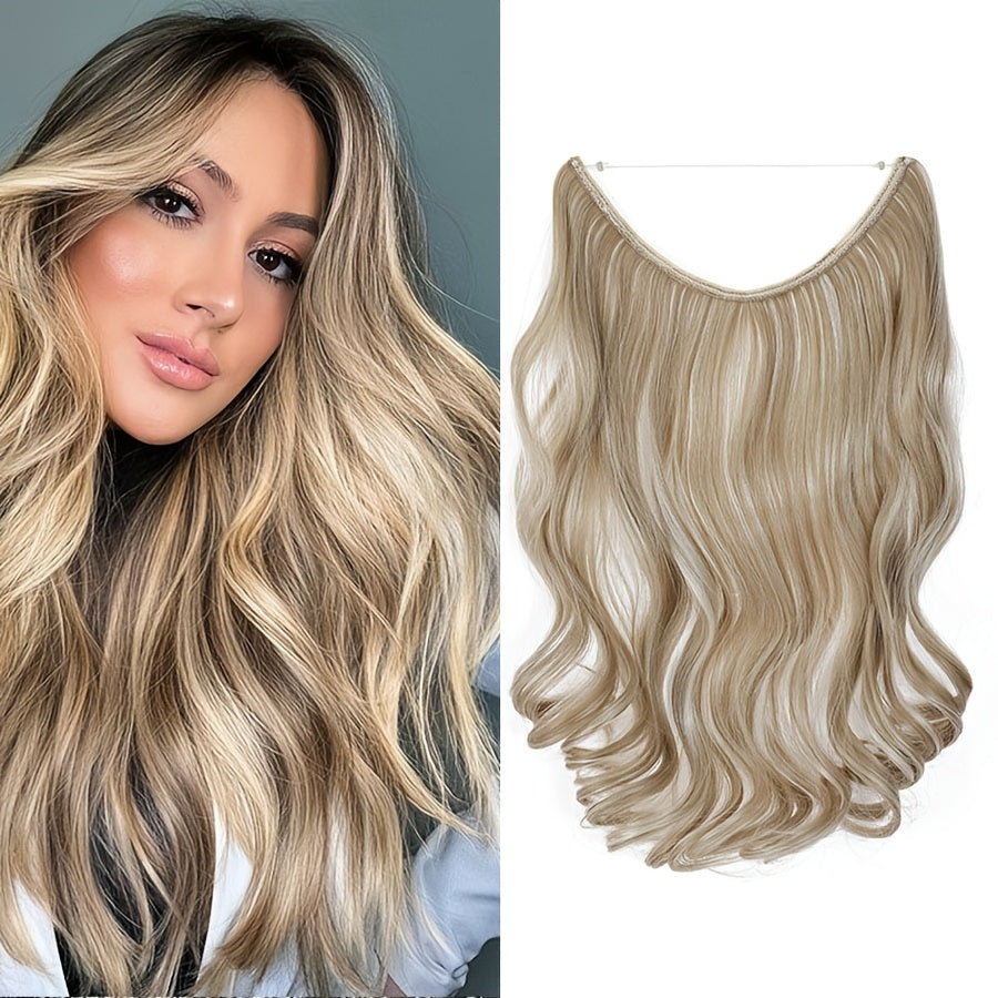 20inch/50cm Wire In Hair Extensions Long Wavy Synthetic Hairpiece Heat Resistant Add Volume Curly Hairpieces Highlight Mix Color Black Bleach Blonde Brown For Women Daily Party Festival Gift