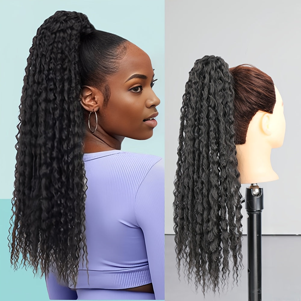 50.8cm Long Kinky Curly Ponytail Extension with Elastic Rubber Band - 12 Strands Synthetic Hairpiece for Women, Soft & Stylish Afro Curly Hair, Easy to Style, Natural Look, Hair Stylist Gifts, Natural Look Hairpiece, Secure Fit Hairband