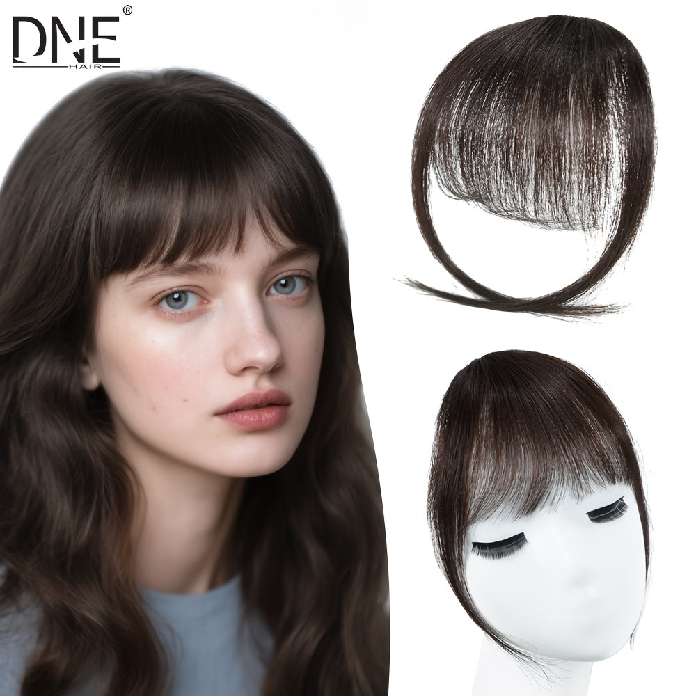 DNE HAIR Clip-In Bangs - Real Human Hair, Natural-Looking Wispy Bangs in Orange, Brown, Blonde & Black, Easy to Style for Daily Wear, Women'S Hair Accessories, Hair Accessories, Daily Wear Hairpiece, Elegant Hairpiece, Secure Clip Hairpiece