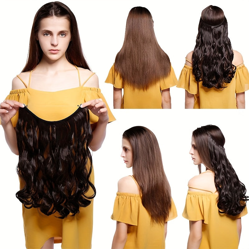 20inch/50cm Wire In Hair Extensions Long Wavy Synthetic Hairpiece Heat Resistant Add Volume Curly Hairpieces Highlight Mix Color Black Bleach Blonde Brown For Women Daily Party Festival Gift