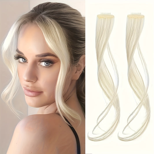 2pcs Side Swept Bangs Clip-In Wig Set with Long Sideburns - 12 Inch Synthetic Hair Extensions for Women, Natural Body Wave, Perfect for Music Festivals, Christmas Parties & Everyday Use, Festive Hairpiece, Sleek Hairpiece, Secure Fit Hairpiece