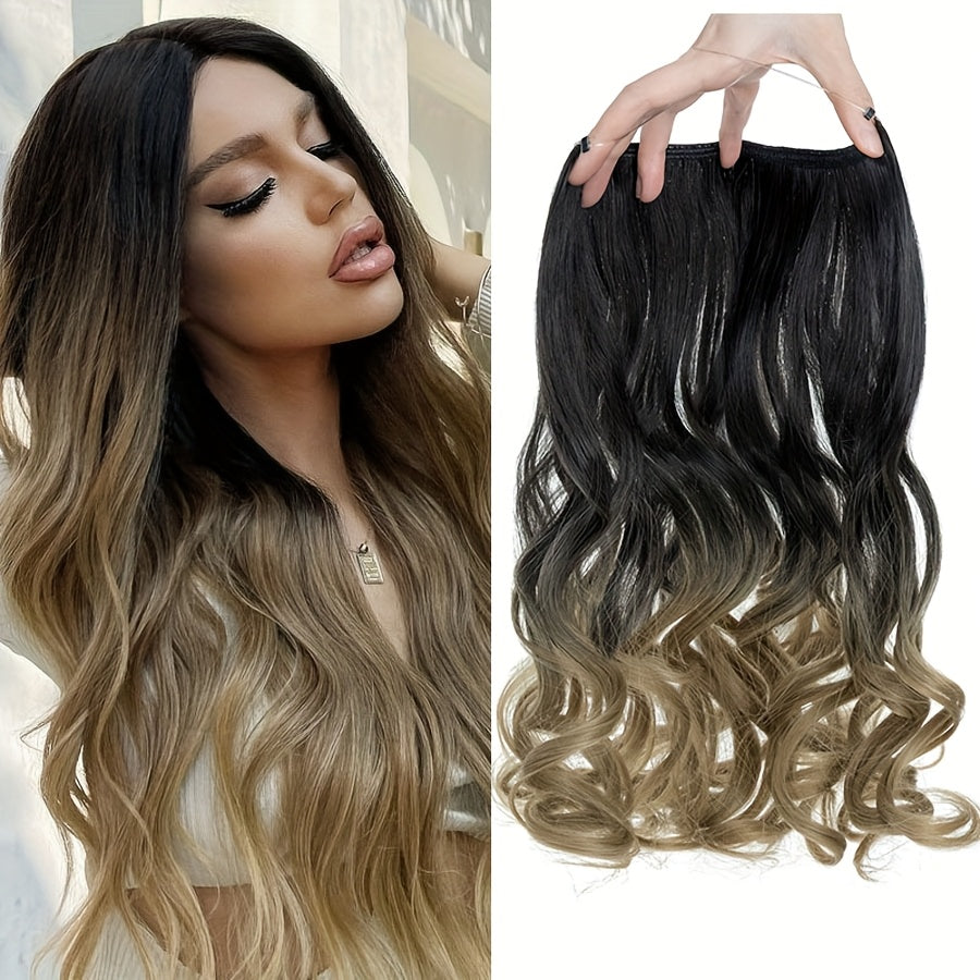 20inch/50cm Wire In Hair Extensions Long Wavy Synthetic Hairpiece Heat Resistant Add Volume Curly Hairpieces Highlight Mix Color Black Bleach Blonde Brown For Women Daily Party Festival Gift