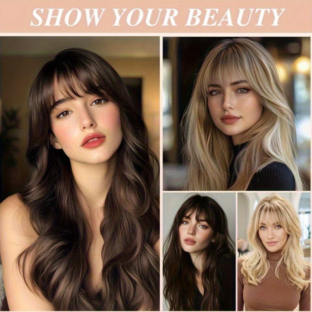 DNE HAIR Clip-In Bangs - Real Human Hair, Natural-Looking Wispy Bangs in Orange, Brown, Blonde & Black, Easy to Style for Daily Wear, Women'S Hair Accessories, Hair Accessories, Daily Wear Hairpiece, Elegant Hairpiece, Secure Clip Hairpiece