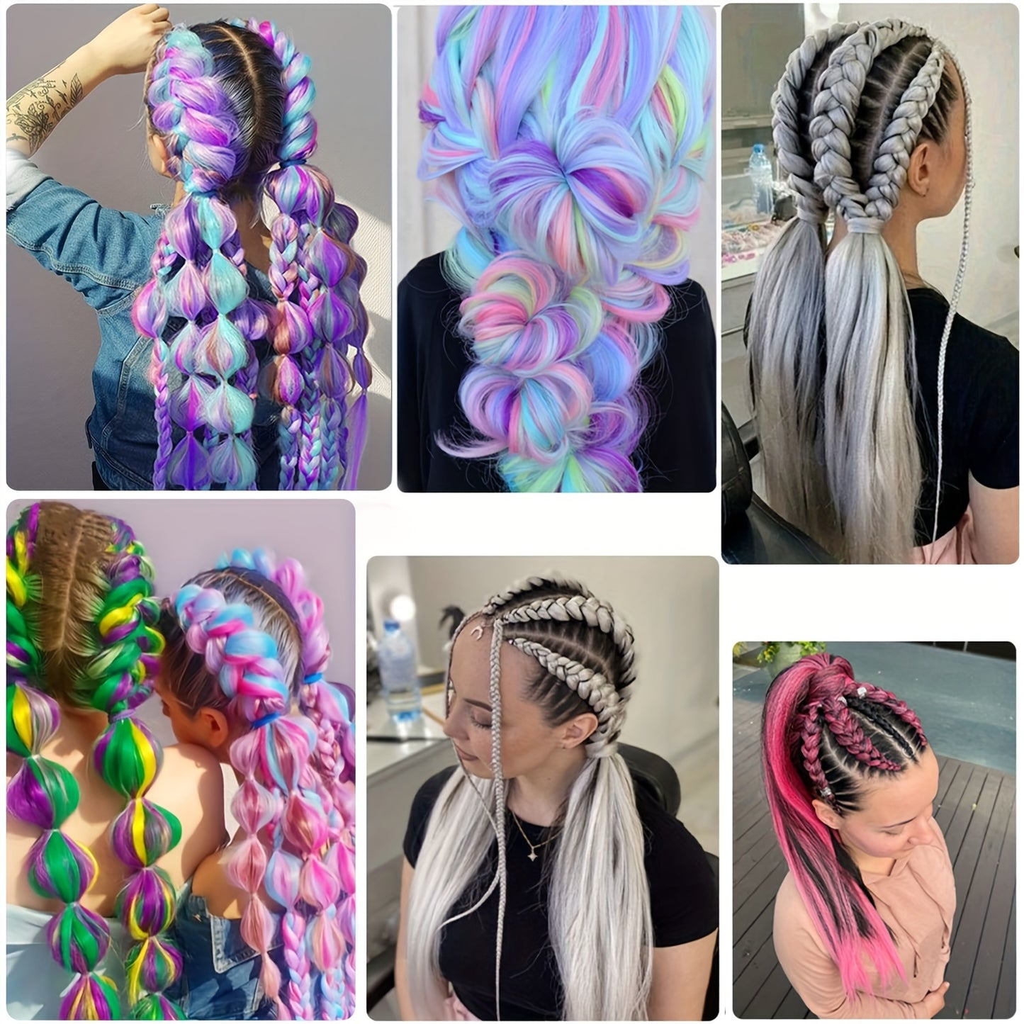 Women'S Jumbo Crochet Hair Extensions - 60.96 cm Colorful Synthetic Braids, High Temperature Fiber, Ideal for Cosplay, Parties, and Halloween