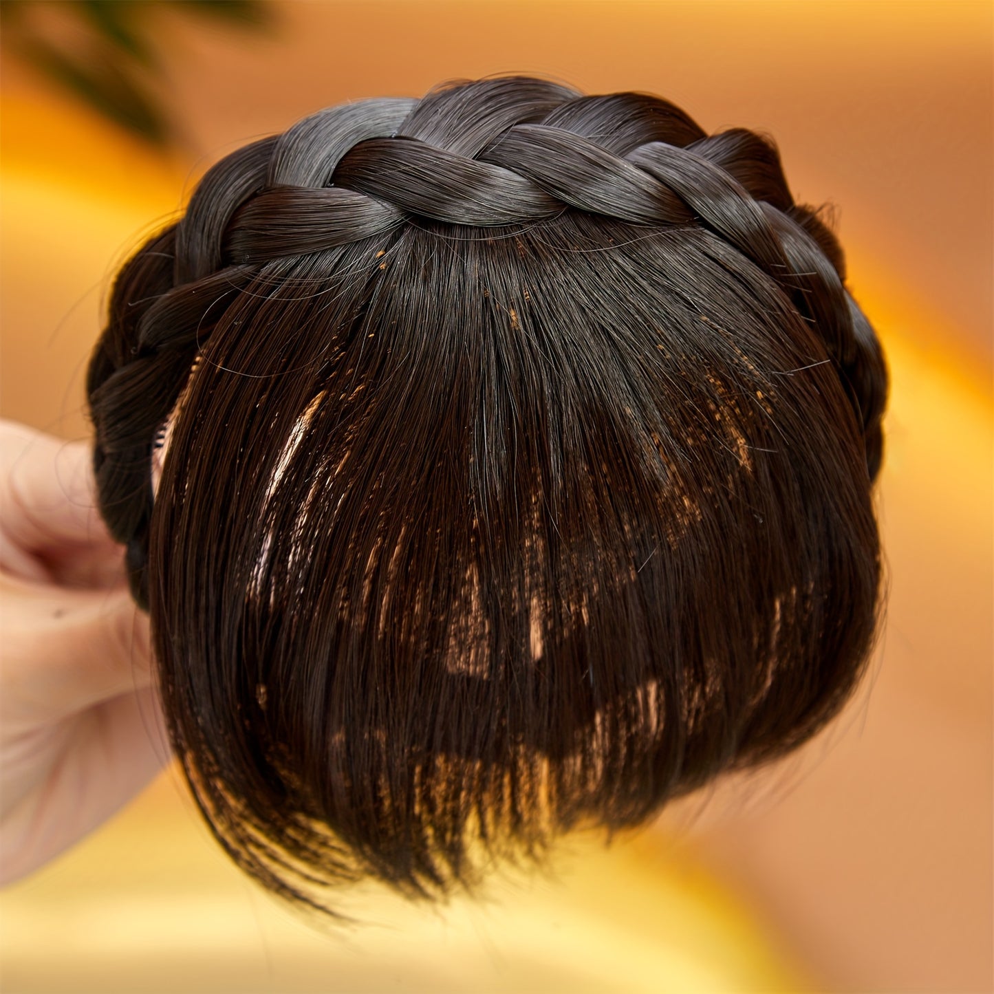 Front Hair Bangs Fringe Hair Extensions Headband, Synthetic Bangs Headband for Women Girls, cosplay/wedding photo/party(Black)
