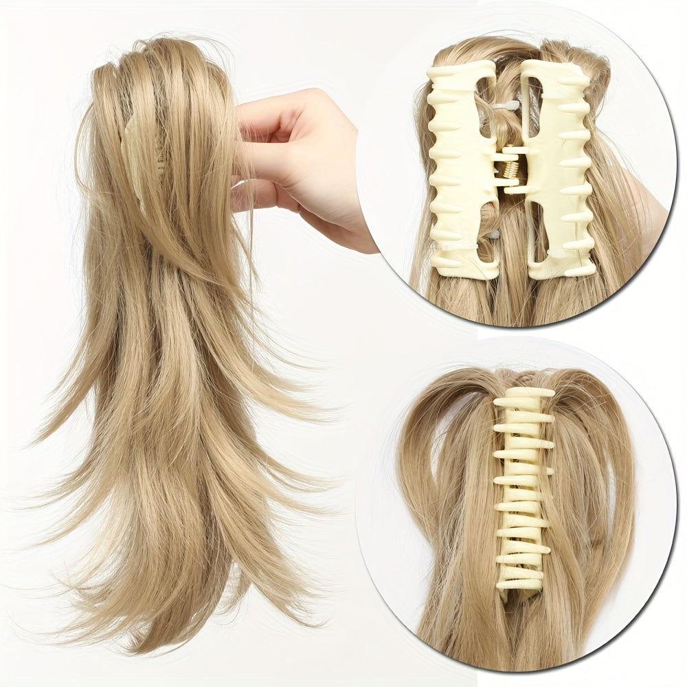 30.48 cm Adjustable Messy Style Ponytail Clip-on Straight Wig Short Extensions Hair Synthetic Hairpiece
