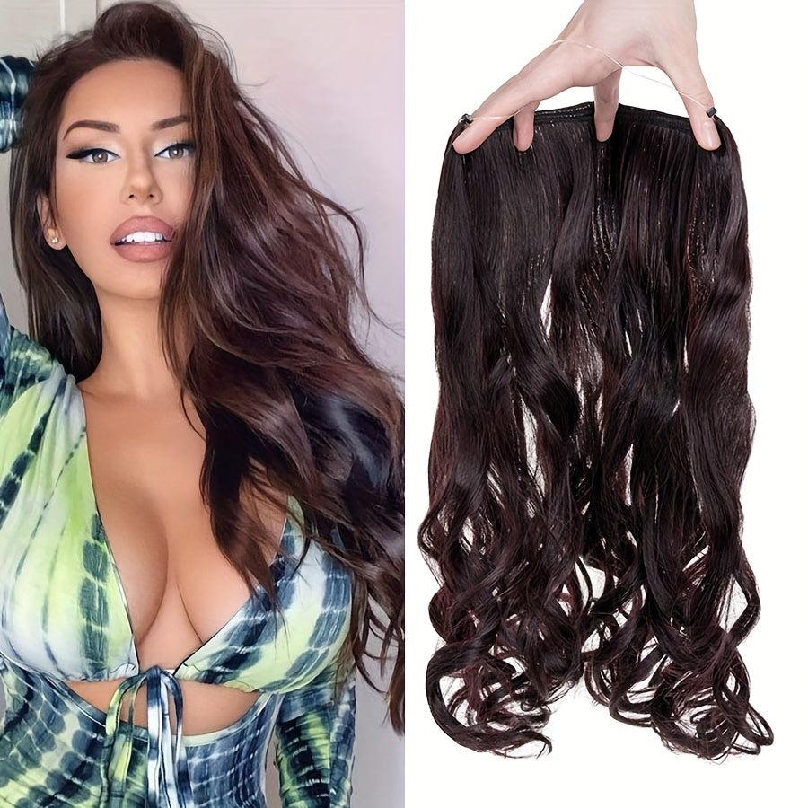 20inch/50cm Wire In Hair Extensions Long Wavy Synthetic Hairpiece Heat Resistant Add Volume Curly Hairpieces Highlight Mix Color Black Bleach Blonde Brown For Women Daily Party Festival Gift