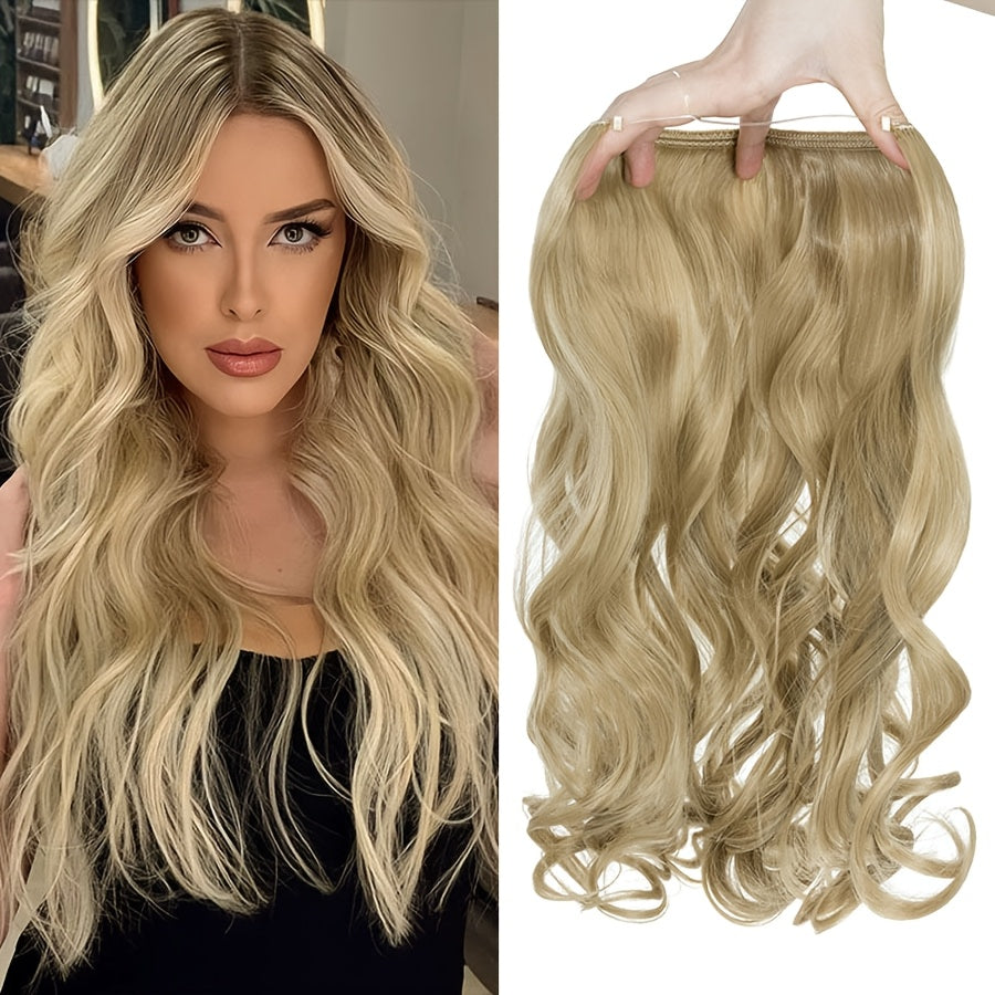 20inch/50cm Wire In Hair Extensions Long Wavy Synthetic Hairpiece Heat Resistant Add Volume Curly Hairpieces Highlight Mix Color Black Bleach Blonde Brown For Women Daily Party Festival Gift