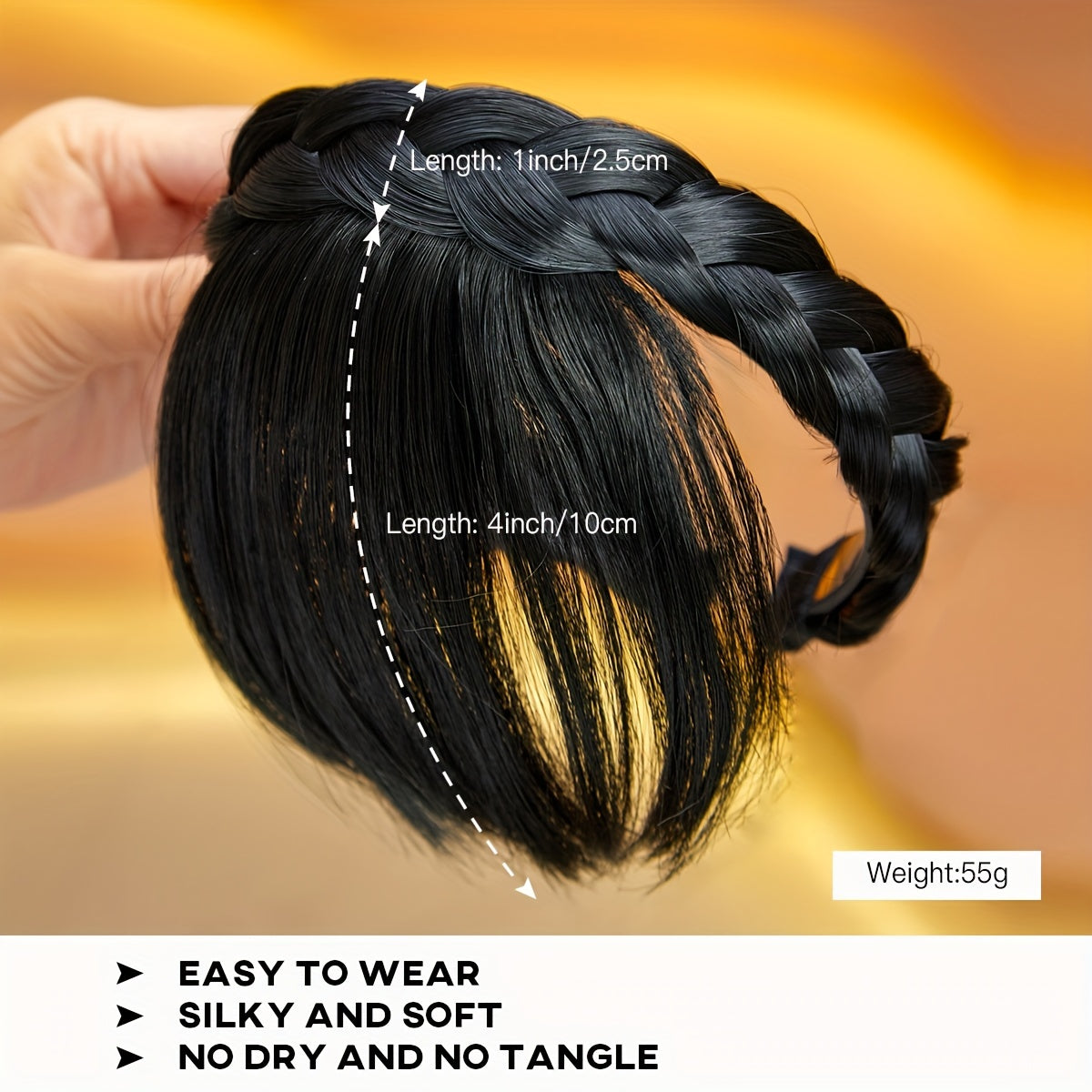 Front Hair Bangs Fringe Hair Extensions Headband, Synthetic Bangs Headband for Women Girls, cosplay/wedding photo/party(Black)