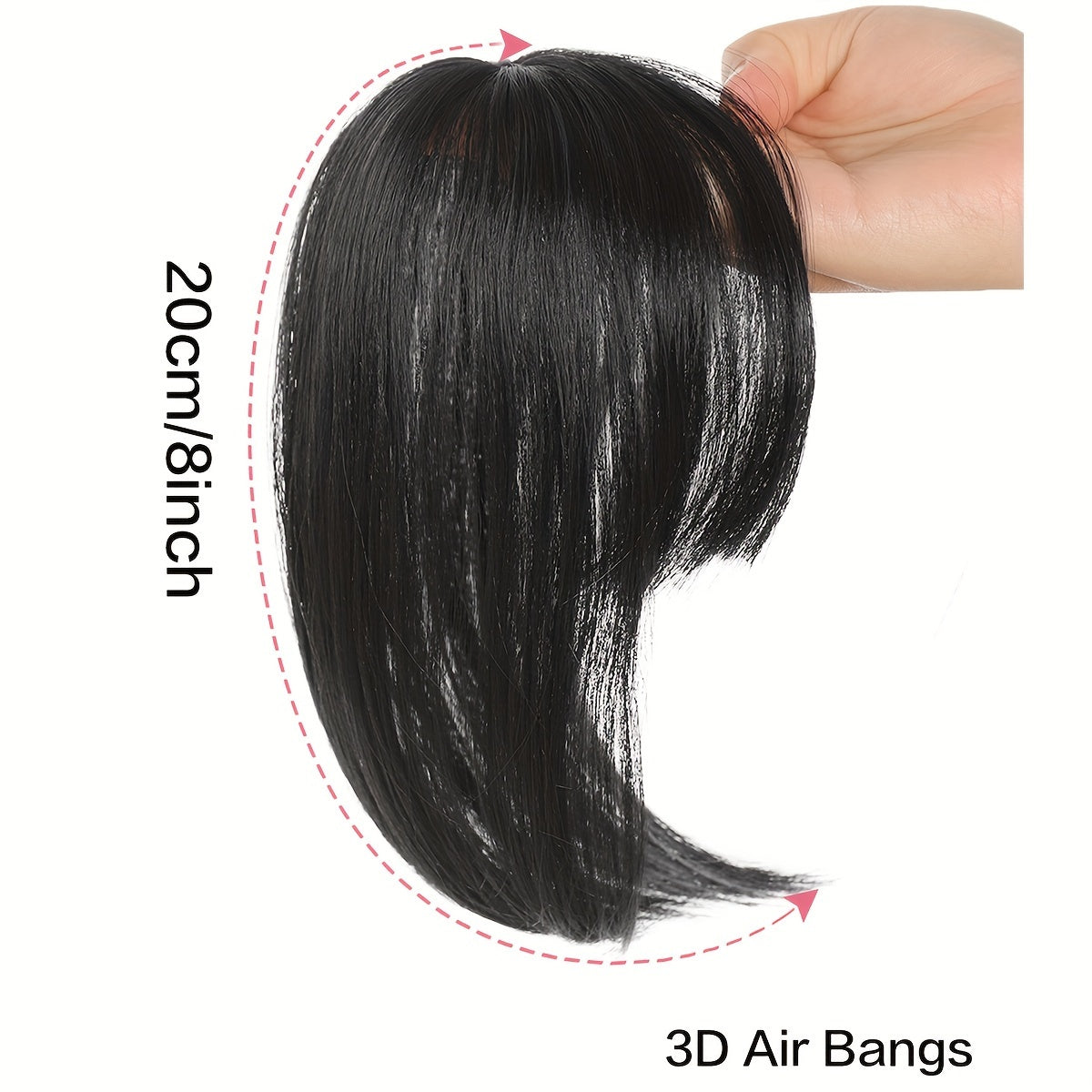 Women's Basic Style Clip-In Hair Bangs - Synthetic Fiber Straight Fringe Hairpiece, Natural Looking, Airy Volume, Lightweight, Suitable for All - French Bangs Extension