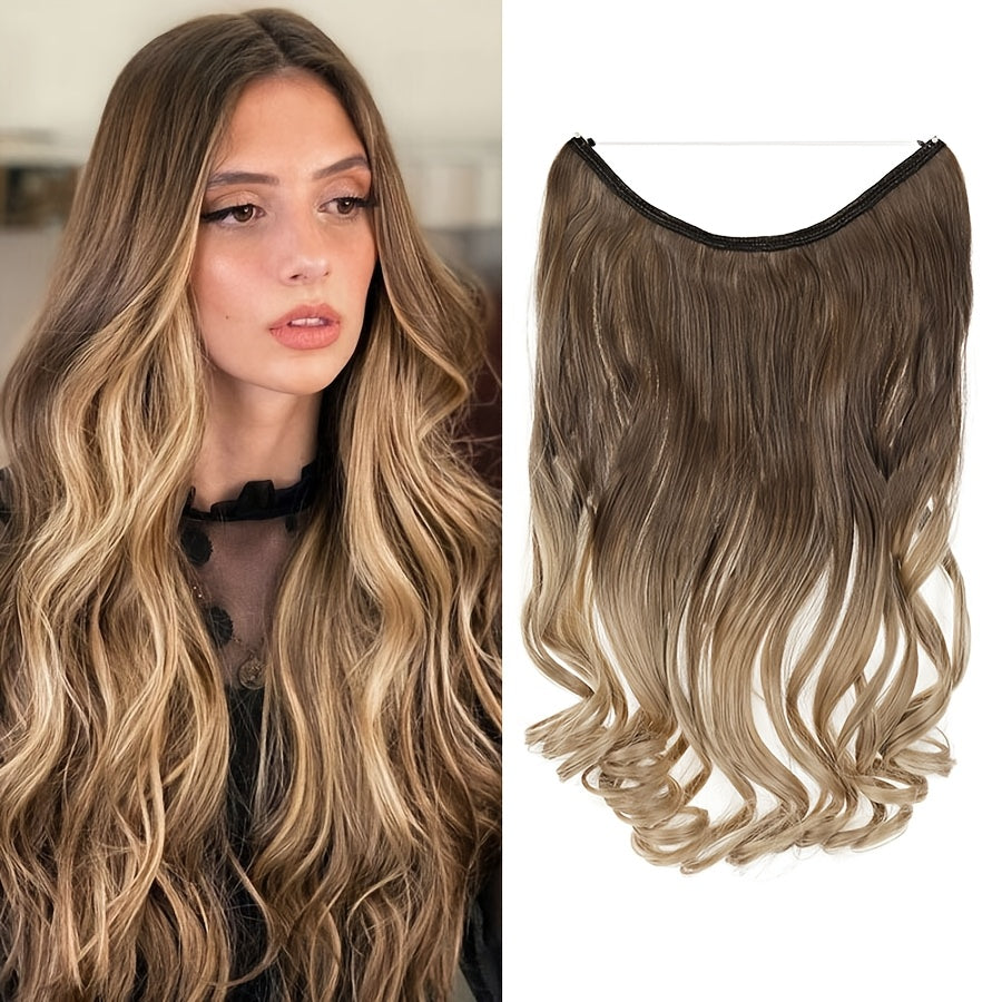 20inch/50cm Wire In Hair Extensions Long Wavy Synthetic Hairpiece Heat Resistant Add Volume Curly Hairpieces Highlight Mix Color Black Bleach Blonde Brown For Women Daily Party Festival Gift