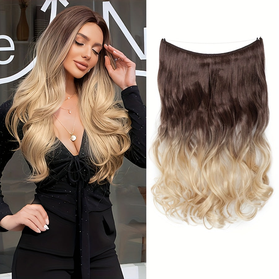 20inch/50cm Wire In Hair Extensions Long Wavy Synthetic Hairpiece Heat Resistant Add Volume Curly Hairpieces Highlight Mix Color Black Bleach Blonde Brown For Women Daily Party Festival Gift