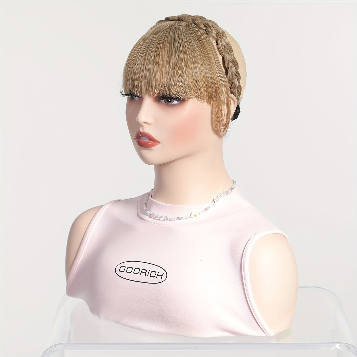Front Hair Bangs Fringe Hair Extensions Headband, Synthetic Bangs Headband for Women Girls, cosplay/wedding photo/party(Black)