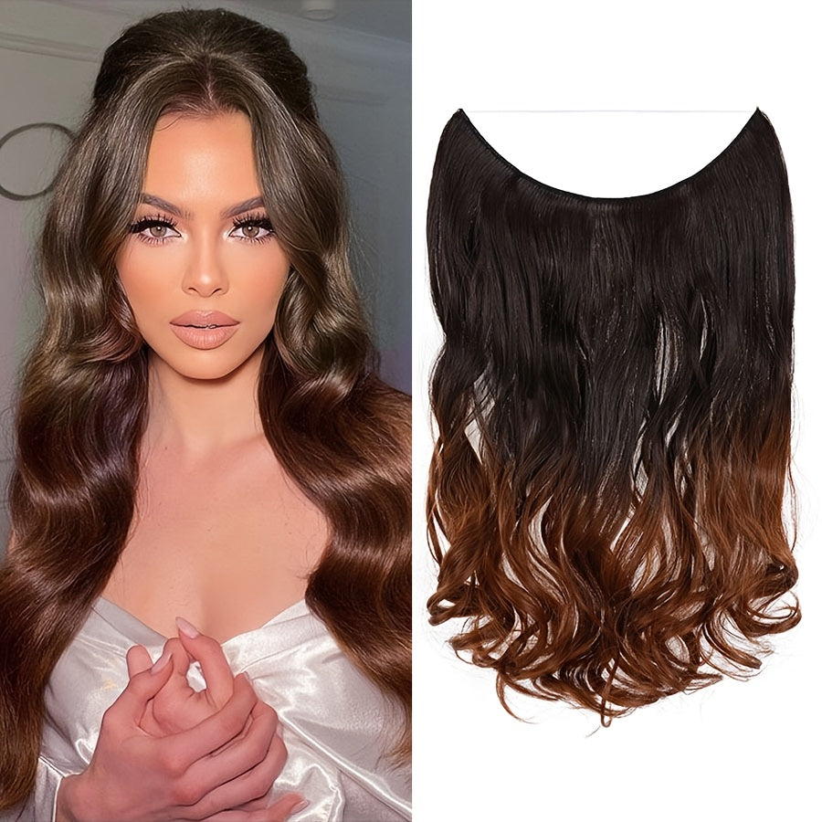 20inch/50cm Wire In Hair Extensions Long Wavy Synthetic Hairpiece Heat Resistant Add Volume Curly Hairpieces Highlight Mix Color Black Bleach Blonde Brown For Women Daily Party Festival Gift