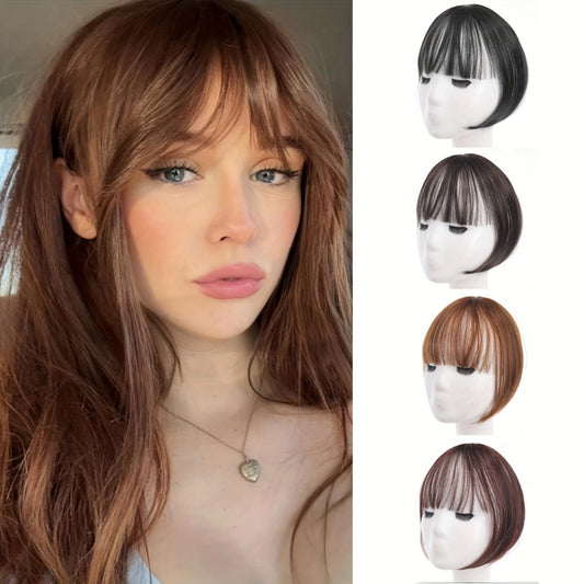 Women's Basic Style Clip-In Hair Bangs - Synthetic Fiber Straight Fringe Hairpiece, Natural Looking, Airy Volume, Lightweight, Suitable for All - French Bangs Extension