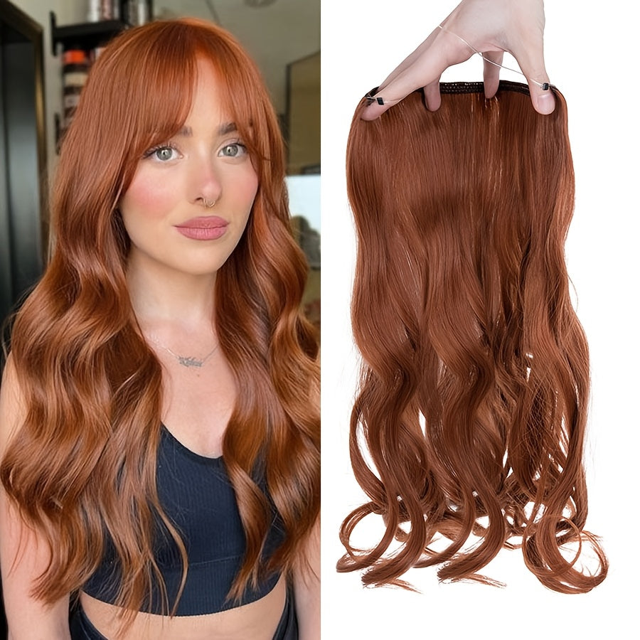 20inch/50cm Wire In Hair Extensions Long Wavy Synthetic Hairpiece Heat Resistant Add Volume Curly Hairpieces Highlight Mix Color Black Bleach Blonde Brown For Women Daily Party Festival Gift