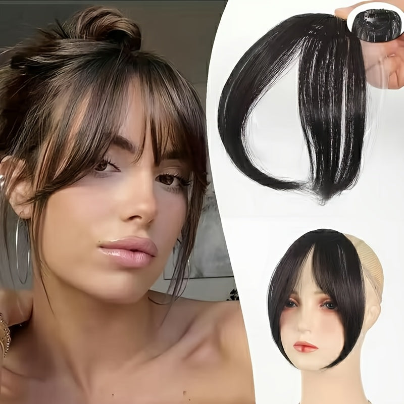 Mother's Day Gift for Mom | Invisible Clip-On Curtain Bangs - Heat-Resistant Synthetic Fiber | Face-Framing Layered Fringe, Easy Snap-On Hairstyle | Natural Beauty Enhancer & Reusable Hairpiece