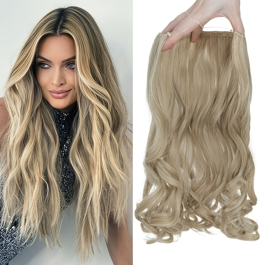 20inch/50cm Wire In Hair Extensions Long Wavy Synthetic Hairpiece Heat Resistant Add Volume Curly Hairpieces Highlight Mix Color Black Bleach Blonde Brown For Women Daily Party Festival Gift