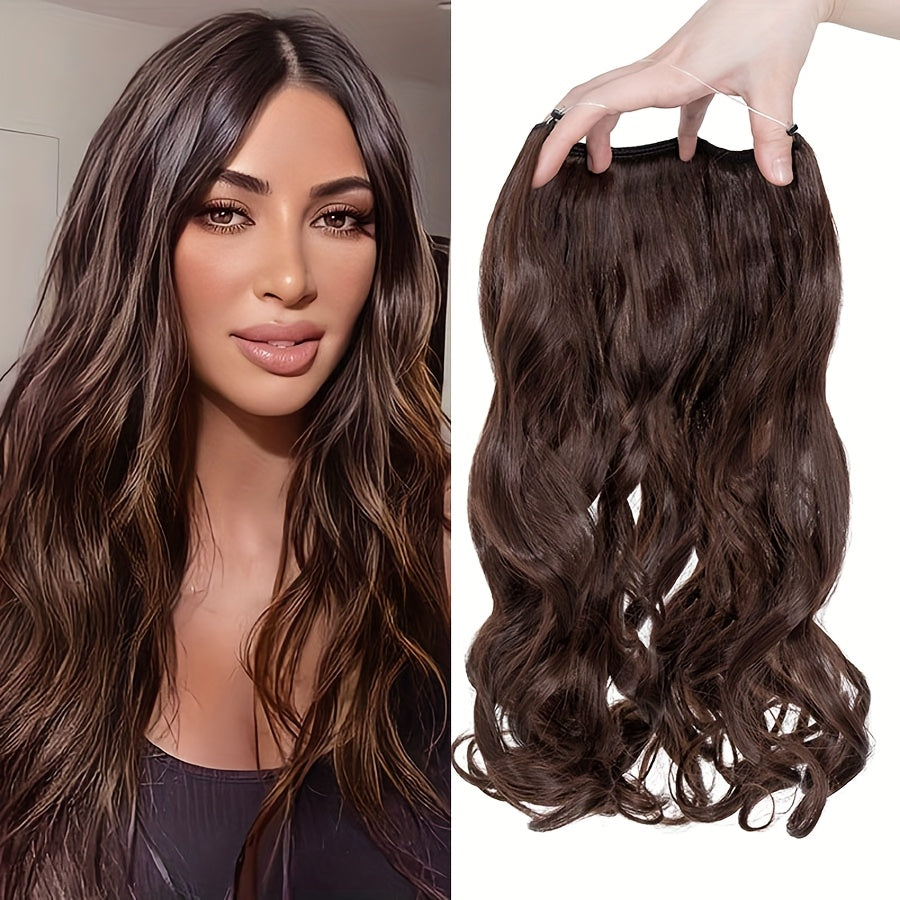20inch/50cm Wire In Hair Extensions Long Wavy Synthetic Hairpiece Heat Resistant Add Volume Curly Hairpieces Highlight Mix Color Black Bleach Blonde Brown For Women Daily Party Festival Gift