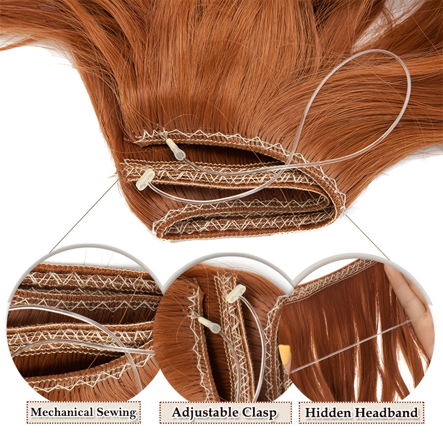 20inch/50cm Wire In Hair Extensions Long Wavy Synthetic Hairpiece Heat Resistant Add Volume Curly Hairpieces Highlight Mix Color Black Bleach Blonde Brown For Women Daily Party Festival Gift