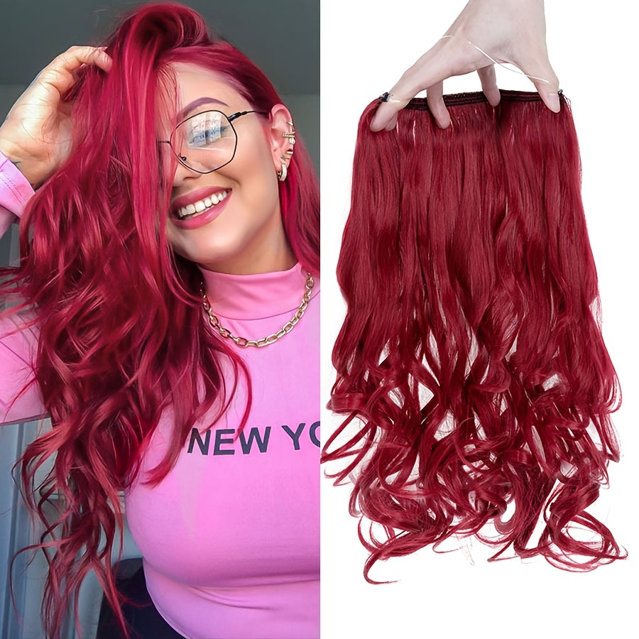 20inch/50cm Wire In Hair Extensions Long Wavy Synthetic Hairpiece Heat Resistant Add Volume Curly Hairpieces Highlight Mix Color Black Bleach Blonde Brown For Women Daily Party Festival Gift