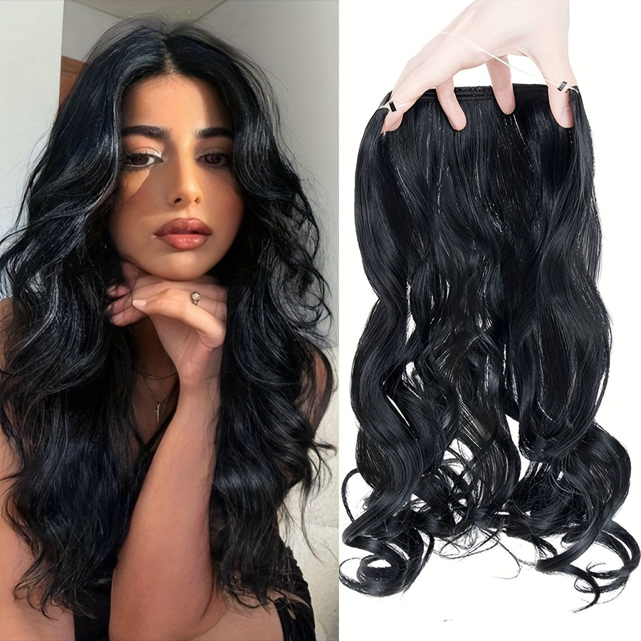 20inch/50cm Wire In Hair Extensions Long Wavy Synthetic Hairpiece Heat Resistant Add Volume Curly Hairpieces Highlight Mix Color Black Bleach Blonde Brown For Women Daily Party Festival Gift