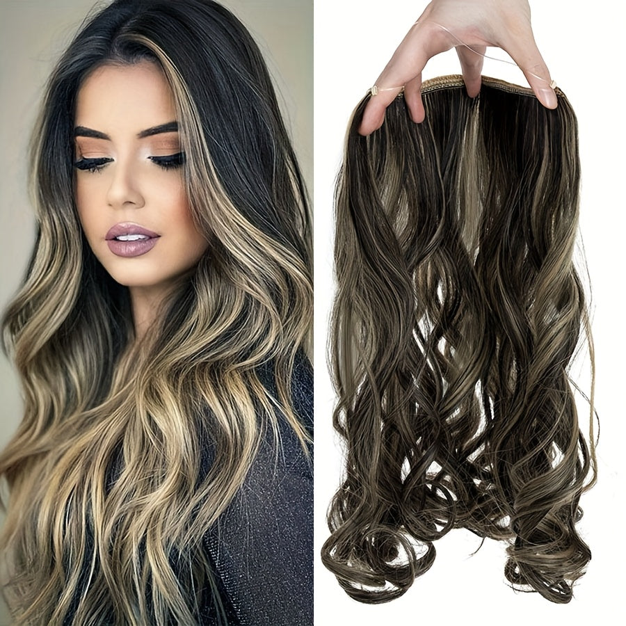 20inch/50cm Wire In Hair Extensions Long Wavy Synthetic Hairpiece Heat Resistant Add Volume Curly Hairpieces Highlight Mix Color Black Bleach Blonde Brown For Women Daily Party Festival Gift