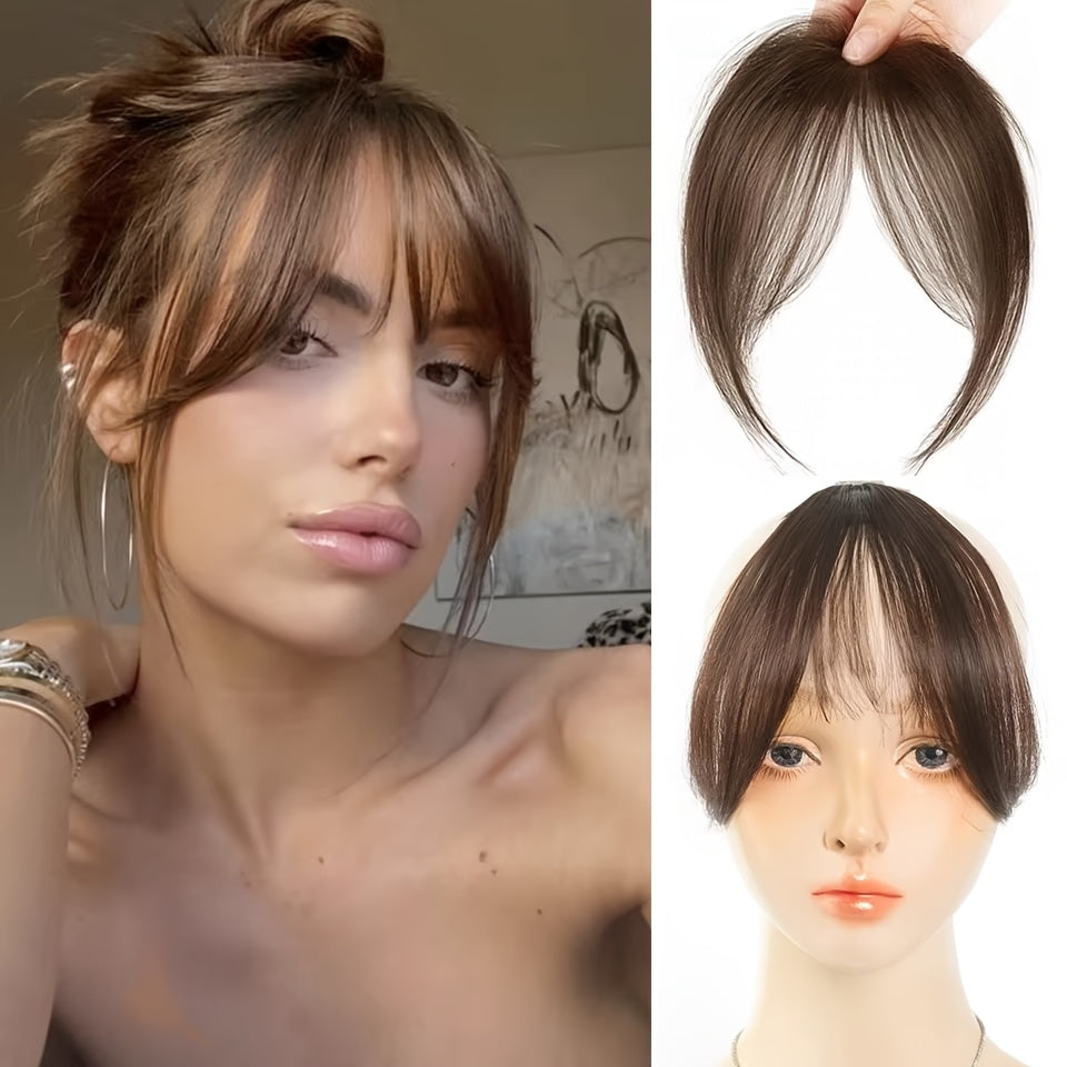 Mother's Day Gift for Mom | Invisible Clip-On Curtain Bangs - Heat-Resistant Synthetic Fiber | Face-Framing Layered Fringe, Easy Snap-On Hairstyle | Natural Beauty Enhancer & Reusable Hairpiece