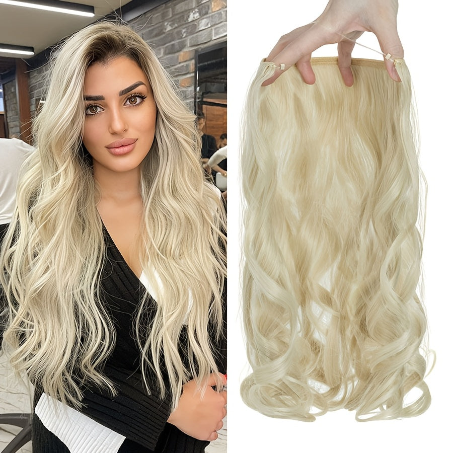 20inch/50cm Wire In Hair Extensions Long Wavy Synthetic Hairpiece Heat Resistant Add Volume Curly Hairpieces Highlight Mix Color Black Bleach Blonde Brown For Women Daily Party Festival Gift
