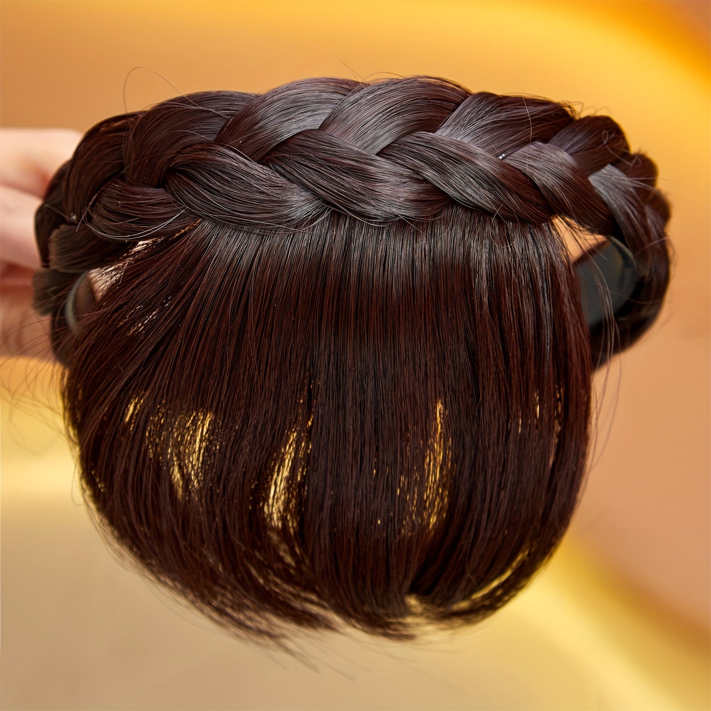 Front Hair Bangs Fringe Hair Extensions Headband, Synthetic Bangs Headband for Women Girls, cosplay/wedding photo/party(Black)