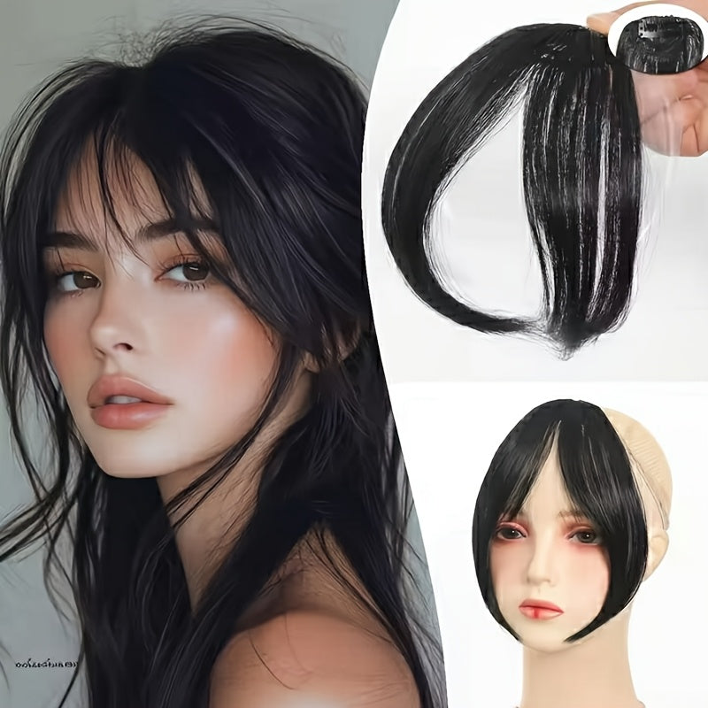 Mother's Day Gift for Mom | Invisible Clip-On Curtain Bangs - Heat-Resistant Synthetic Fiber | Face-Framing Layered Fringe, Easy Snap-On Hairstyle | Natural Beauty Enhancer & Reusable Hairpiece