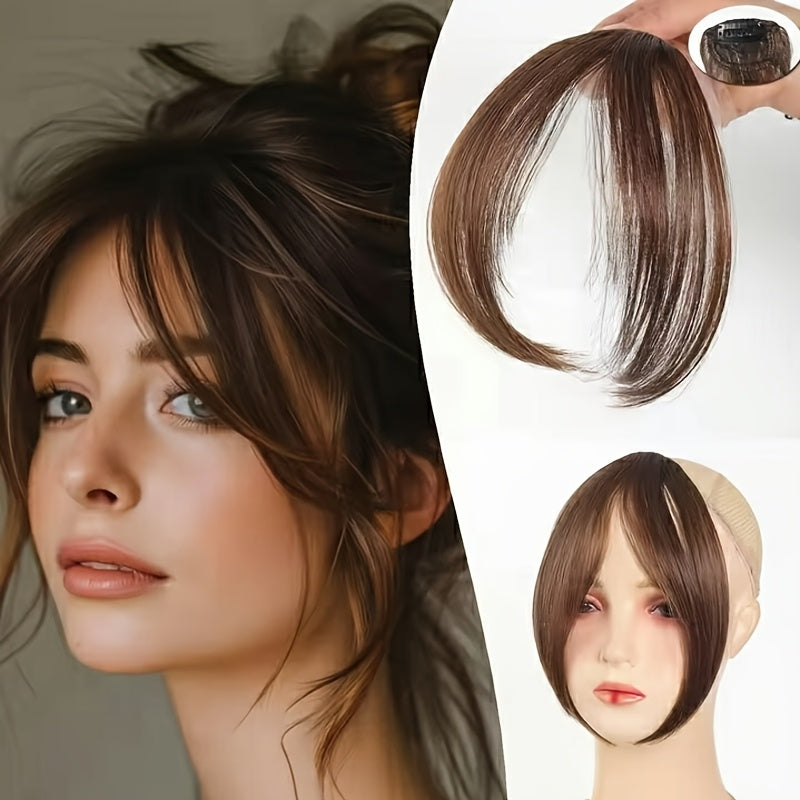 Mother's Day Gift for Mom | Invisible Clip-On Curtain Bangs - Heat-Resistant Synthetic Fiber | Face-Framing Layered Fringe, Easy Snap-On Hairstyle | Natural Beauty Enhancer & Reusable Hairpiece