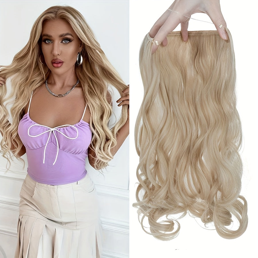 20inch/50cm Wire In Hair Extensions Long Wavy Synthetic Hairpiece Heat Resistant Add Volume Curly Hairpieces Highlight Mix Color Black Bleach Blonde Brown For Women Daily Party Festival Gift