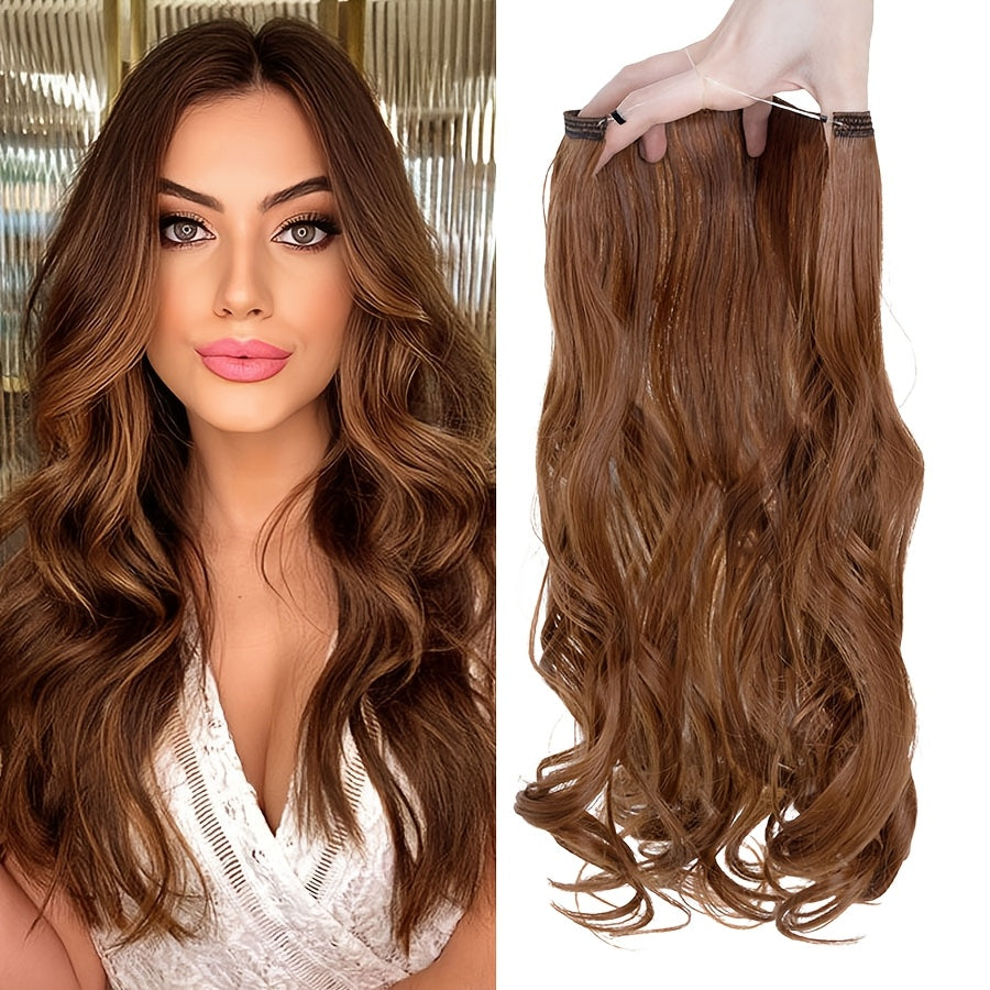 20inch/50cm Wire In Hair Extensions Long Wavy Synthetic Hairpiece Heat Resistant Add Volume Curly Hairpieces Highlight Mix Color Black Bleach Blonde Brown For Women Daily Party Festival Gift