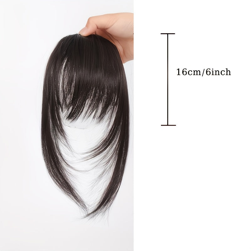 Women's Elegant Straight Synthetic Hair Extensions with Layered Bangs & Side-Swept Bangs - Natural-Looking Hairpiece for Versatile Styling, Fit for All Ethnicities, Hair Stylist Gifts, Stylish Hairpiece, Secure Clip Attachment
