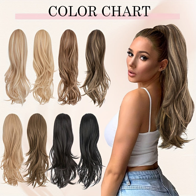 22inch/55cm Drawstring Ponytail Extension Multi-Layered Hairpieces Stand Up High Pony Tails Long Straight To Curly Hair Extensions With Mini-clip Wrap On Ponytails Pure Highlight Soft Natural Synthetic Hairpiece For Daily Party Halloween Christmas